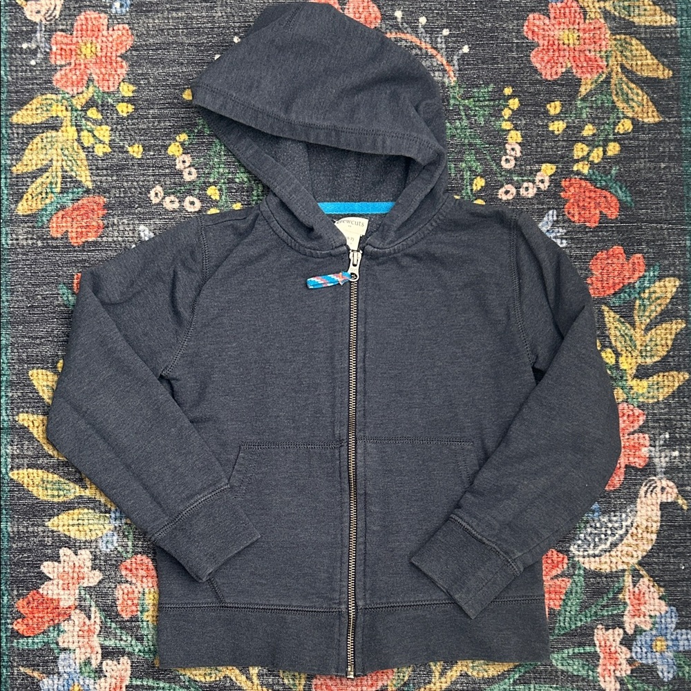 Crewcuts Navy Blue Zip-Up Hoodie Sweatshirt, Size Small (6-7)